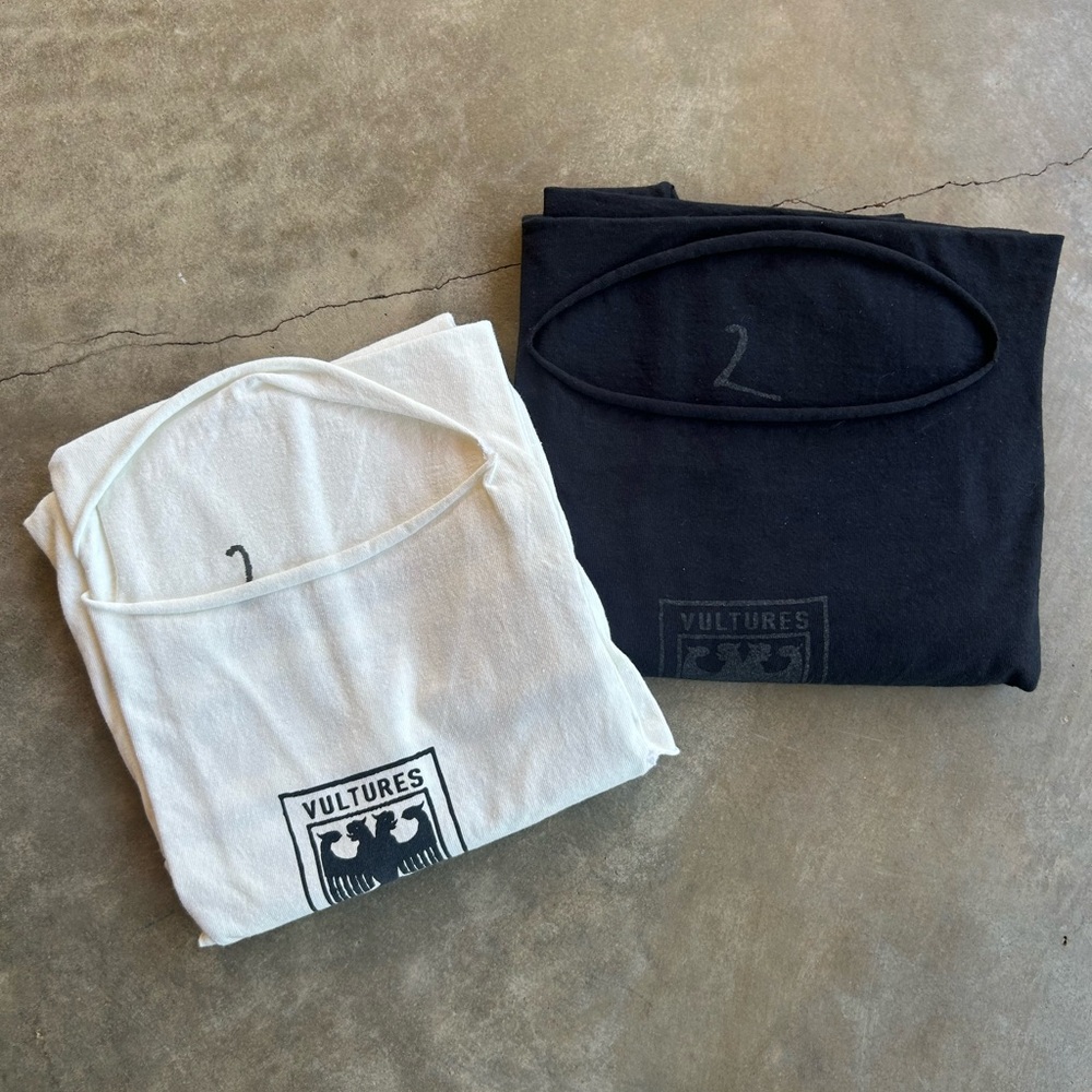 Yeezy Men’s Short Sleeve Tees - White and Black Vultures Logo